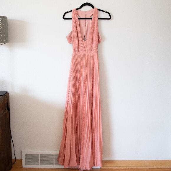 Fame and Partners Pleated Evening Cutout Gown - Picture 2 of 5